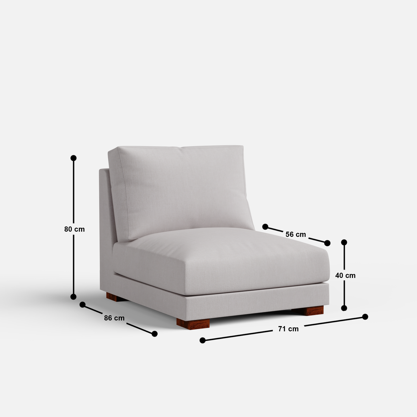 Derek modular right arm 5 seater sofa with ottoman - 127.5" | 61.6" Left chaise with 34" Ottoman