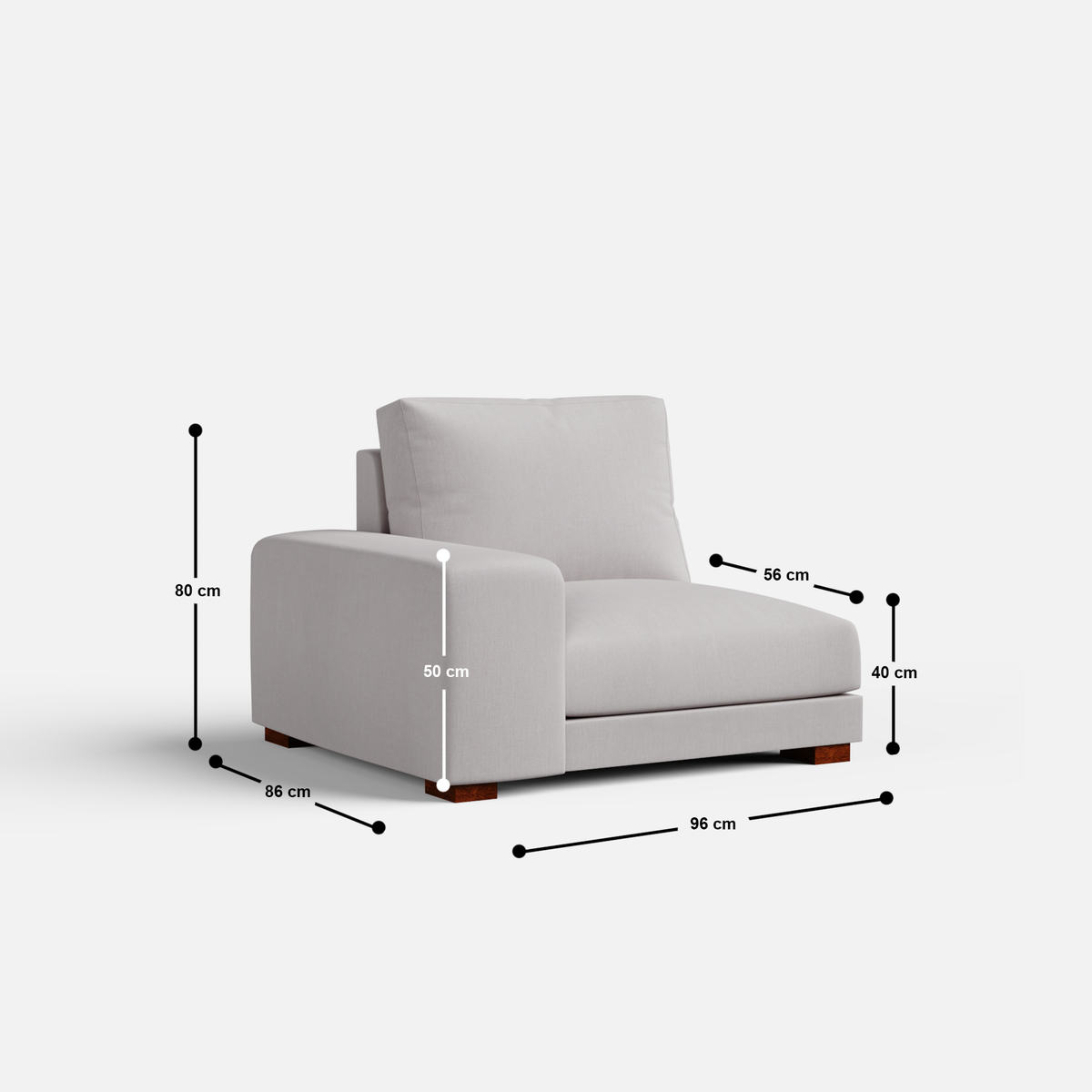 Derek modular right arm 5 seater sofa with ottoman - 127.5" | 61.6" Left chaise with 34" Ottoman