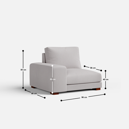 Derek modular right arm 5 seater sofa with ottoman - 127.5" | 61.6" Left chaise with 34" Ottoman