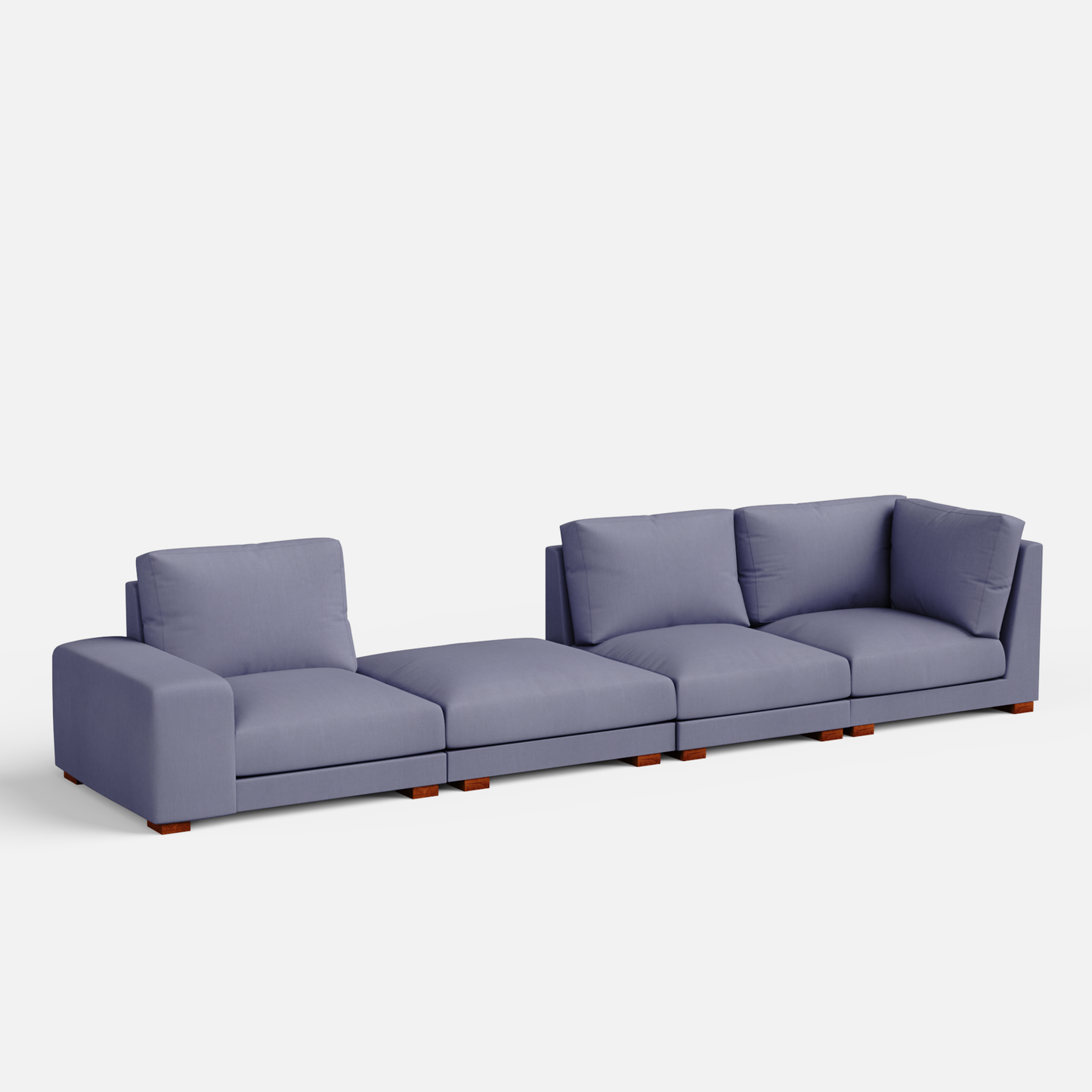 Derek modular right arm 3 seater sofa with ottoman - 133.5"