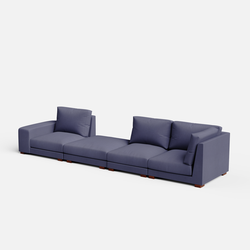 Derek modular right arm 3 seater sofa with ottoman - 133.5"