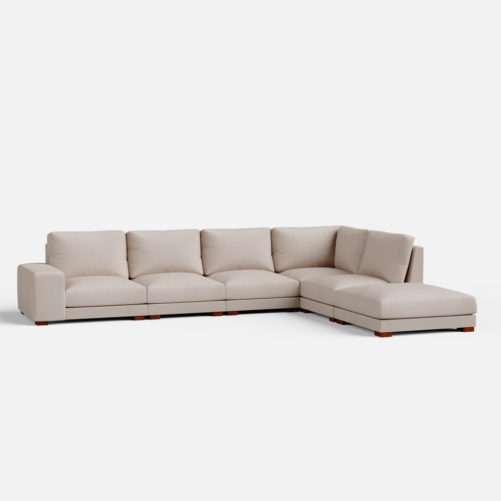 Derek modular right arm 5 seater sofa with ottoman - 127.5" | 61.6" Left chaise with 34" Ottoman