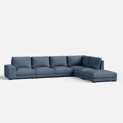 Derek modular right arm 5 seater sofa with ottoman - 127.5" | 61.6" Left chaise with 34" Ottoman