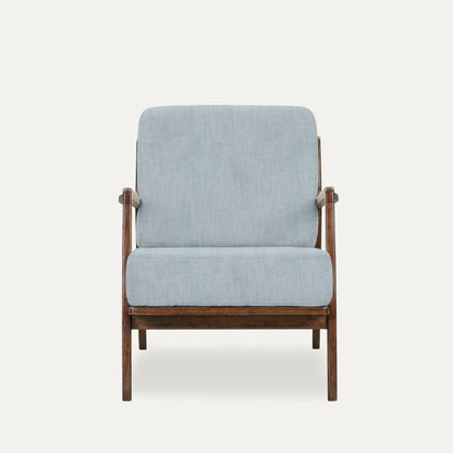 Fermi Accent Chair Luxury in Walnut Sheesham and Hydrangea Blue