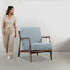 Fermi Accent Chair Luxury in Walnut Sheesham and Hydrangea Blue