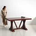 Gable Luxury Dining Table - Contemporary Farmhouse Style Spacious  6 Seater - 150 cm in Mahogany Finish