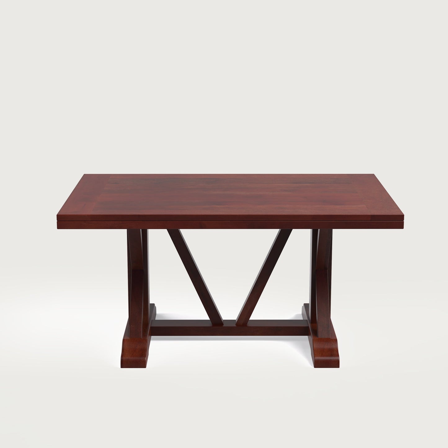 Gable Luxury Dining Table - Contemporary Farmhouse Style Spacious  6 Seater - 150 cm in Mahogany Finish