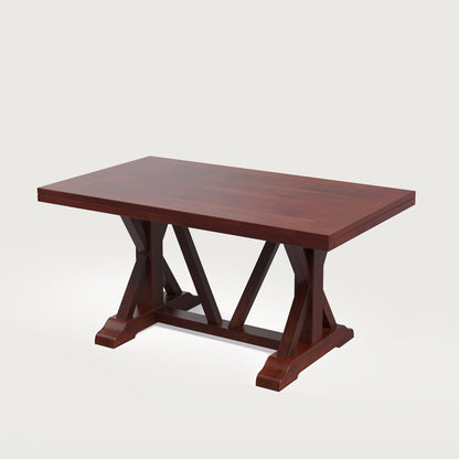 Gable Luxury Dining Table - Contemporary Farmhouse Style Spacious  6 Seater - 150 cm in Mahogany Finish