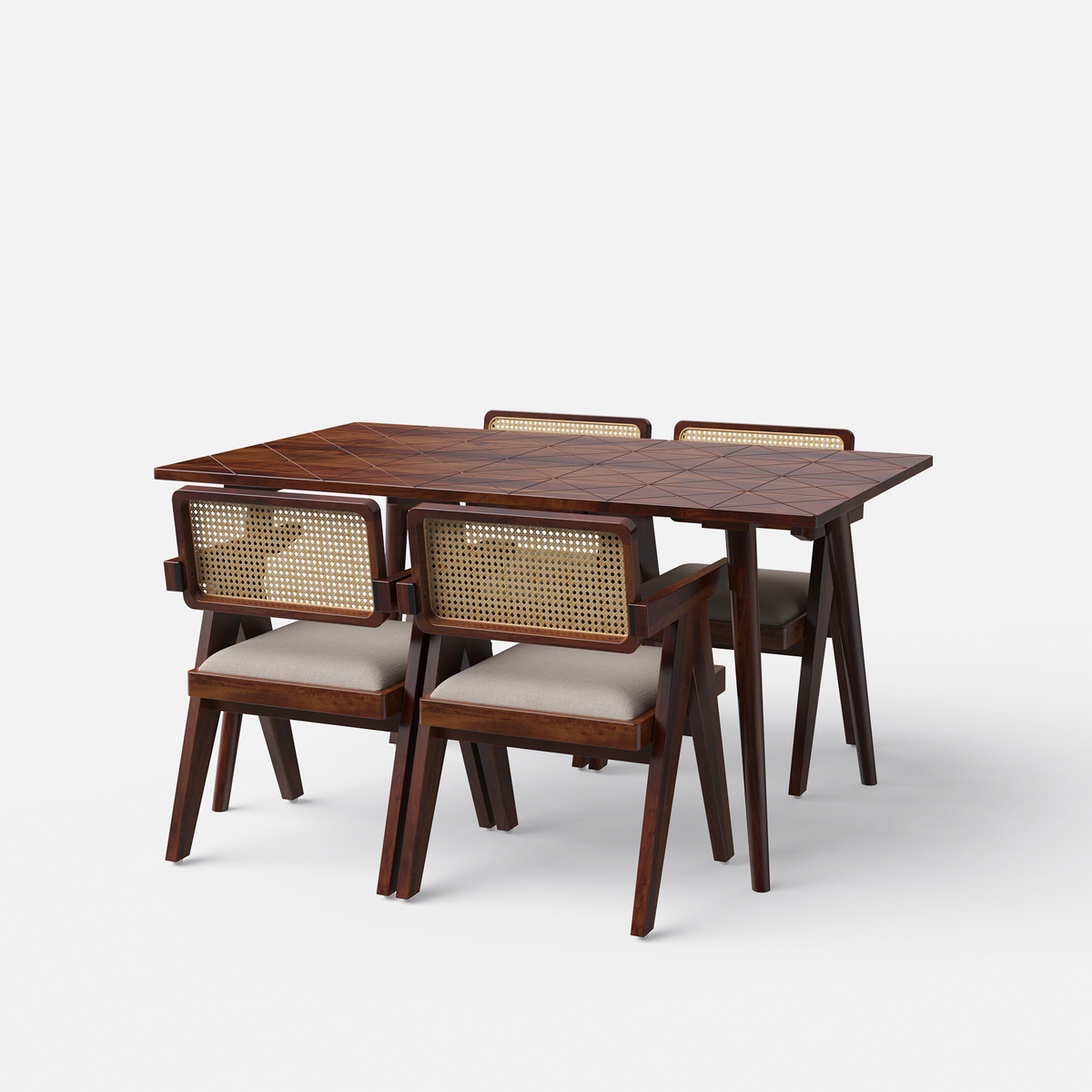Helena-Pierre Provincial Teak Dining Table Set - 4, 6 Seater - All Sizes