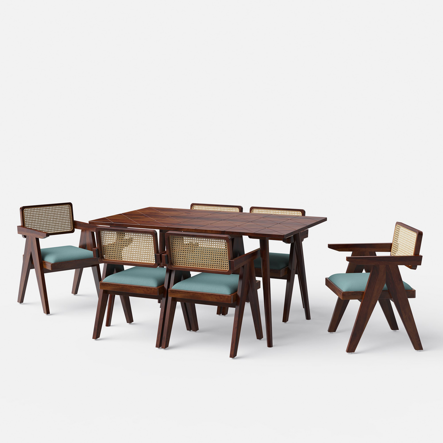 Helena-Pierre Provincial Teak Dining Table Set - 6 Seater/150 cm