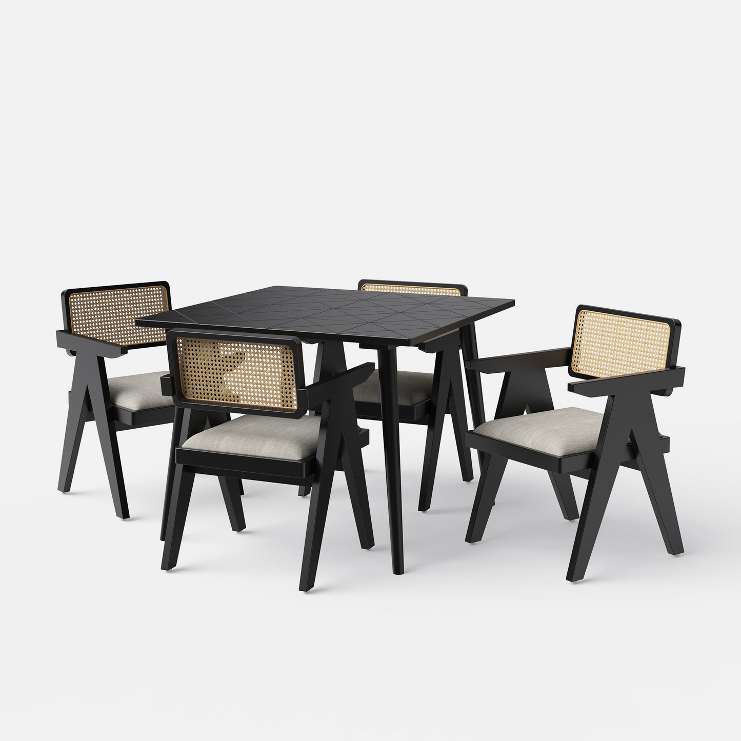 Helena-Pierre Black Dining Table Set -  4, 6 Seater - All Sizes