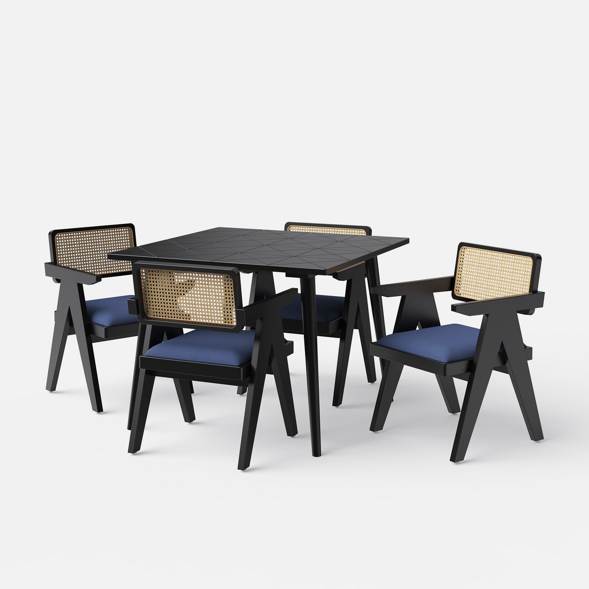 Helena-Pierre Black Dining Table Set -  4, 6 Seater - All Sizes