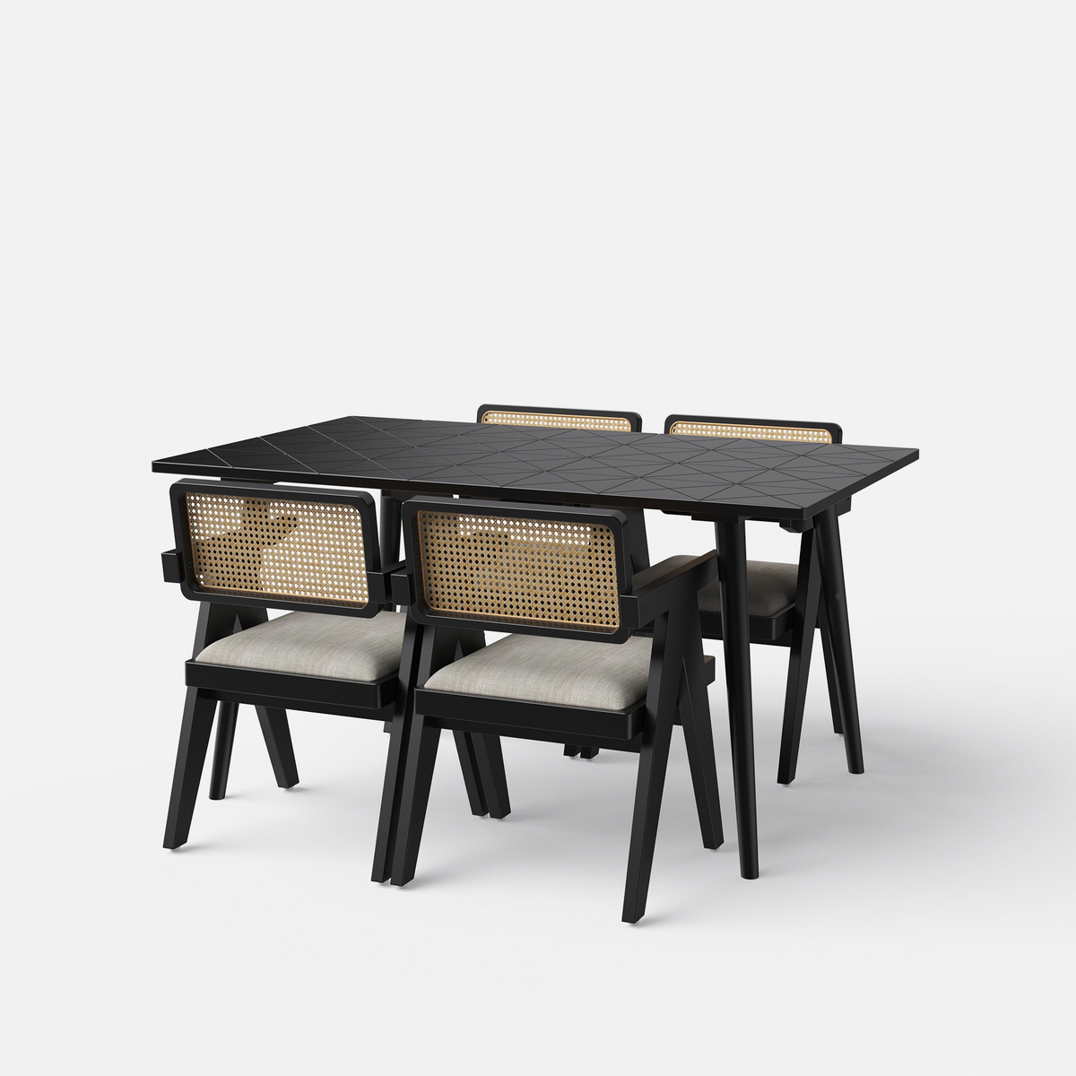 Helena-Pierre Black Dining Table Set -  4, 6 Seater - All Sizes