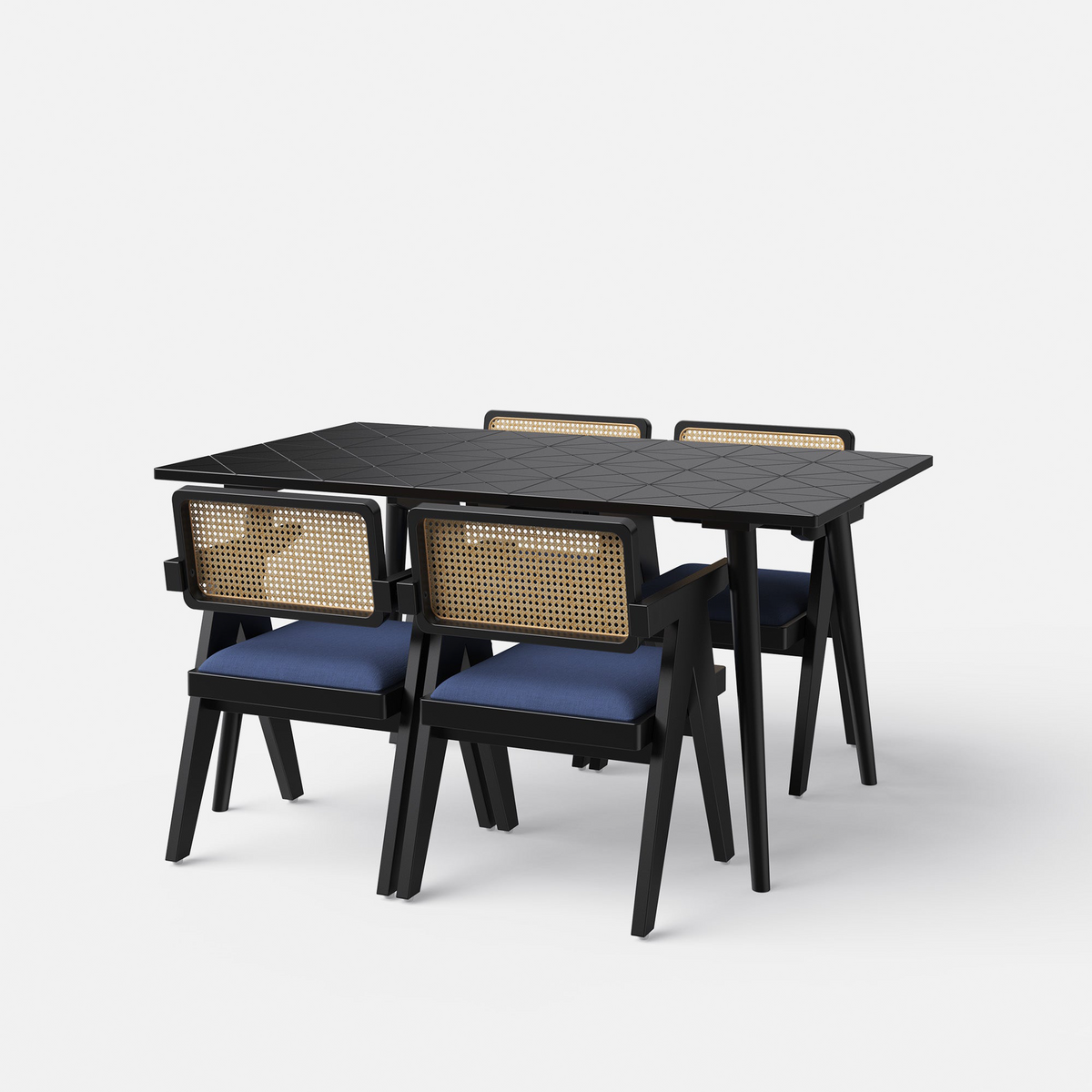 Helena-Pierre Black Dining Table Set -  4, 6 Seater - All Sizes