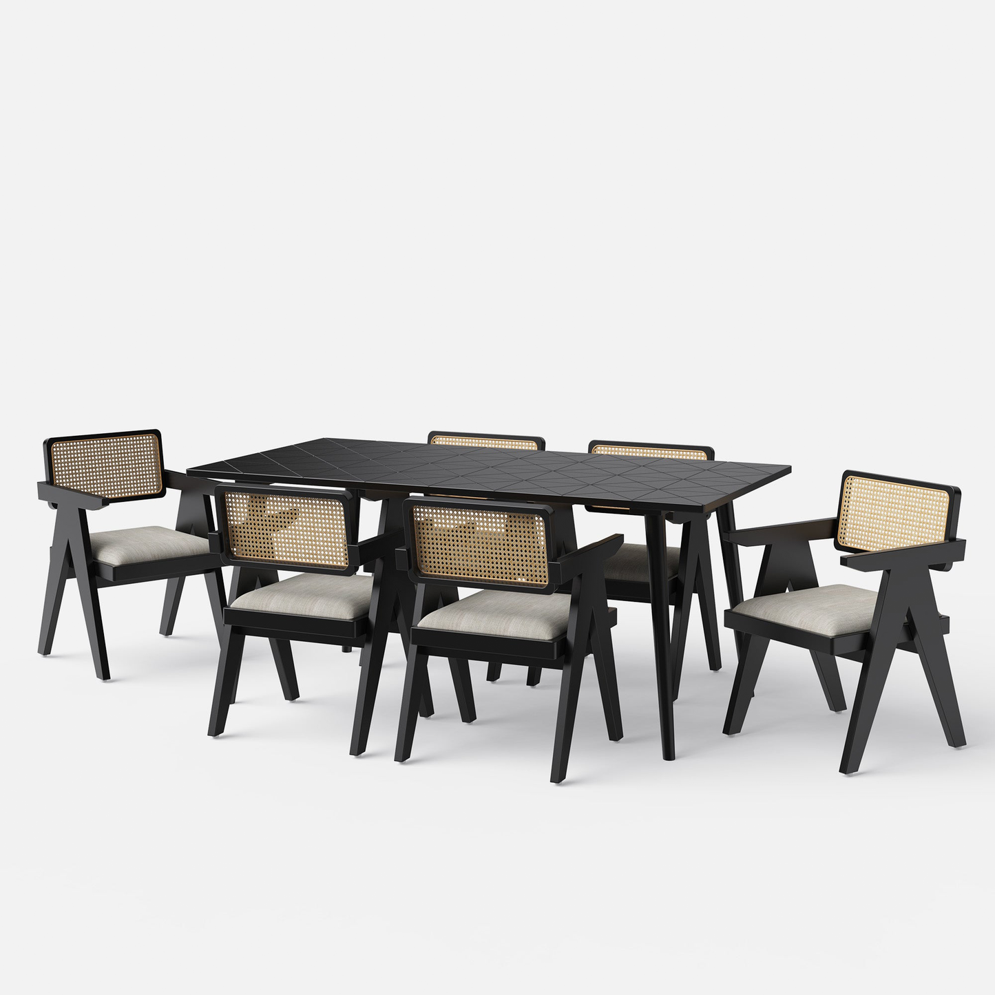 Helena-Pierre Black Dining Table Set -  4, 6 Seater - All Sizes