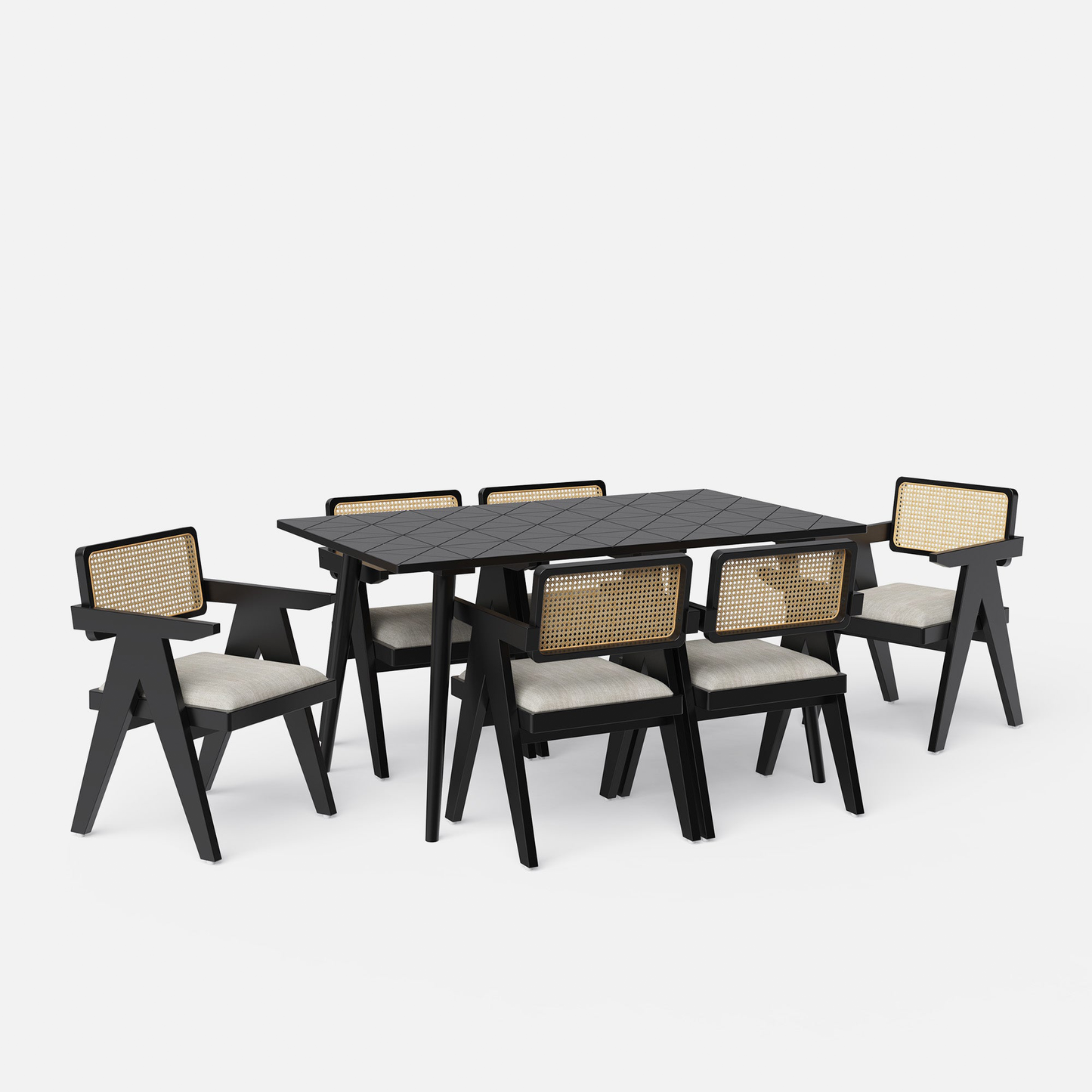 Helena-Pierre Black Dining Table Set -  4, 6 Seater - All Sizes