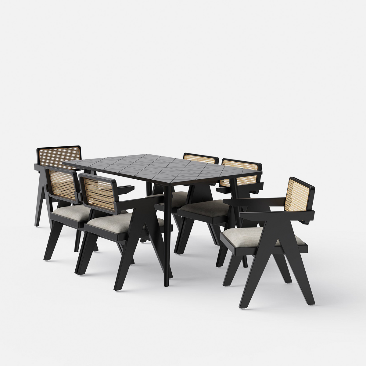 Helena-Pierre Black Dining Table Set -  4, 6 Seater - All Sizes