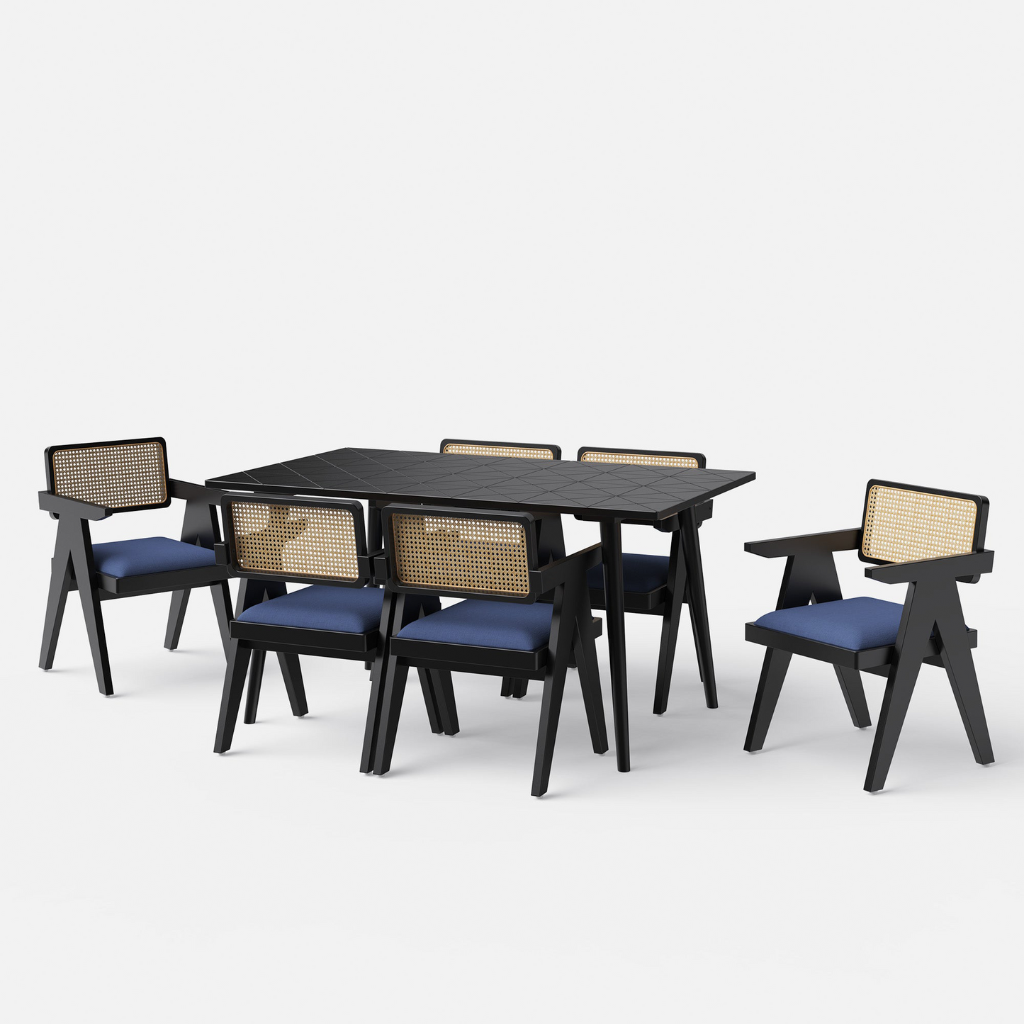 Helena-Pierre Black Dining Table Set -  4, 6 Seater - All Sizes