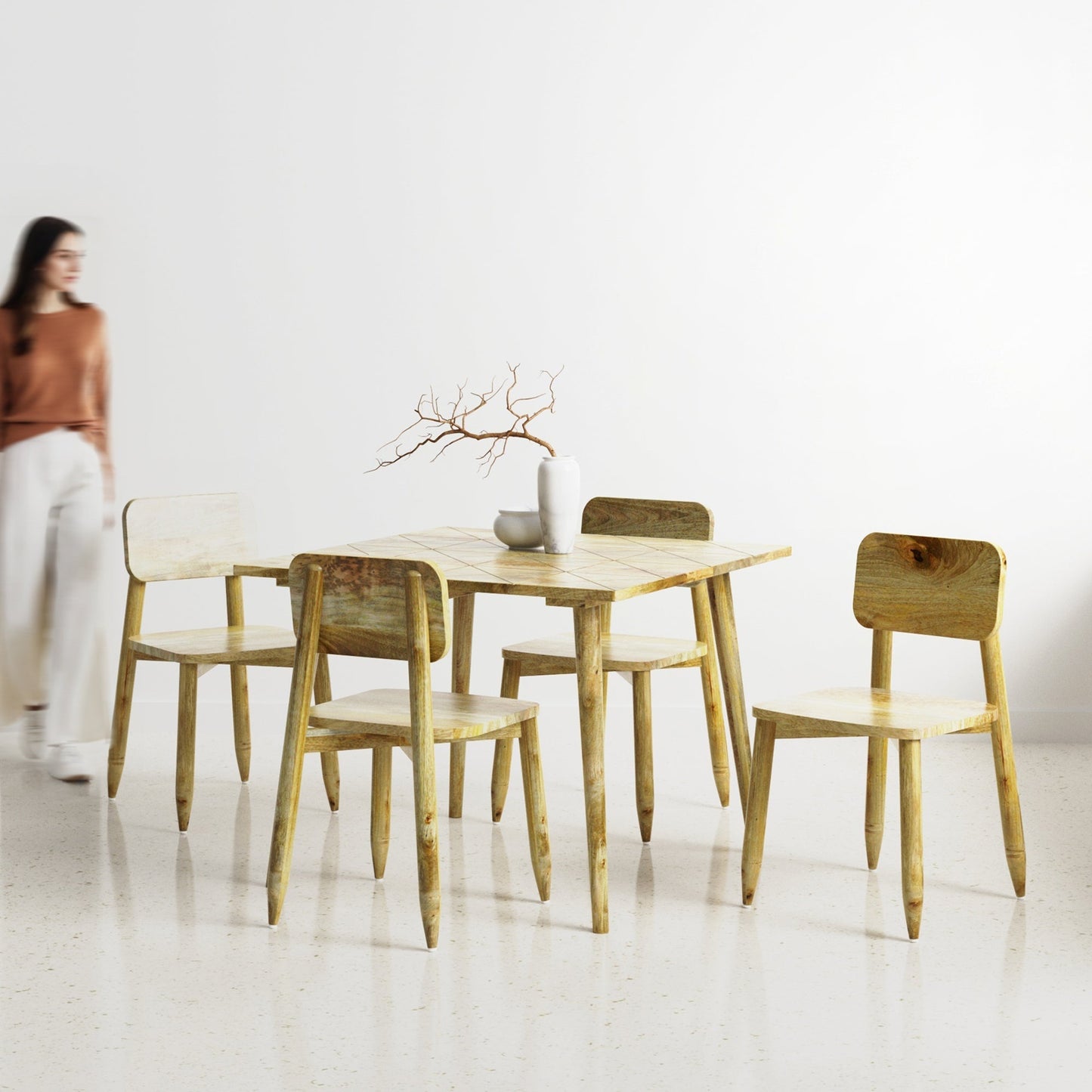 Helena Dining Table Set - 4 Seater/100 cm