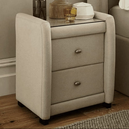 Elegant upholstered Bed Side Table 2 Drawer