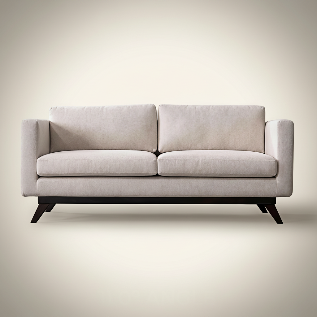 Mid-Century Cotton Sofa With Solid Wood Frame