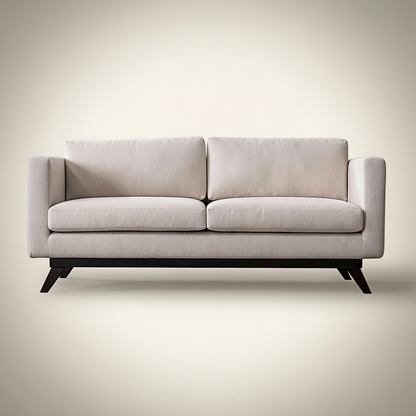 Mid-Century Cotton Sofa With Solid Wood Frame