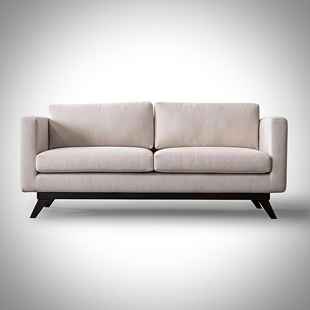 Mid-Century Cotton Sofa With Solid Wood Frame