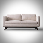 Mid-Century Cotton Sofa With Solid Wood Frame