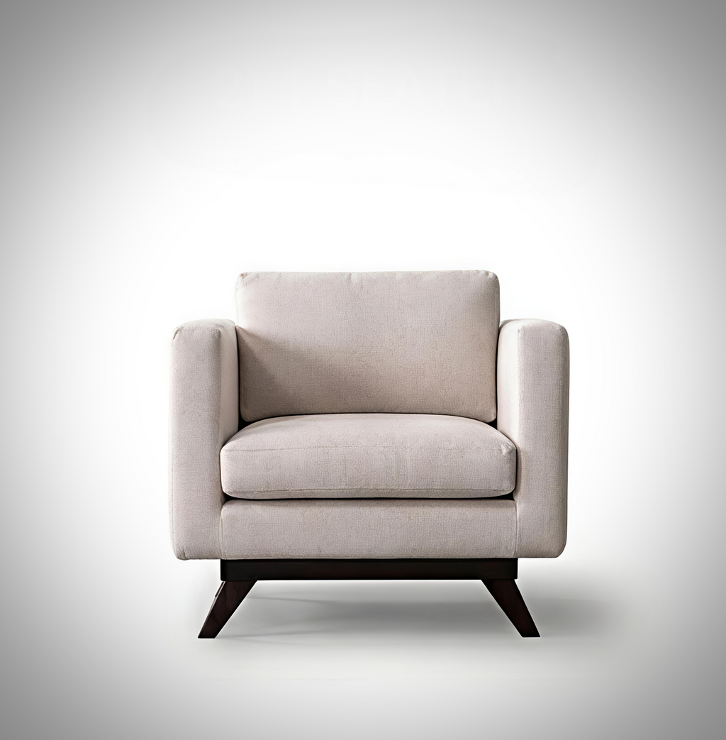 Mid-Century Cotton Sofa With Solid Wood Frame