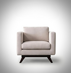 Mid-Century Cotton Sofa With Solid Wood Frame