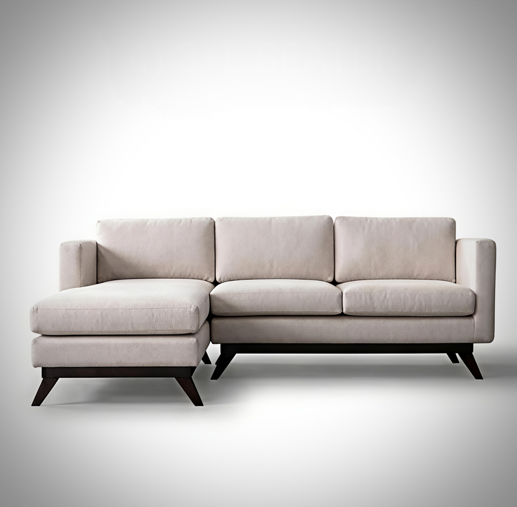 Mid-Century Cotton Sofa With Solid Wood Frame