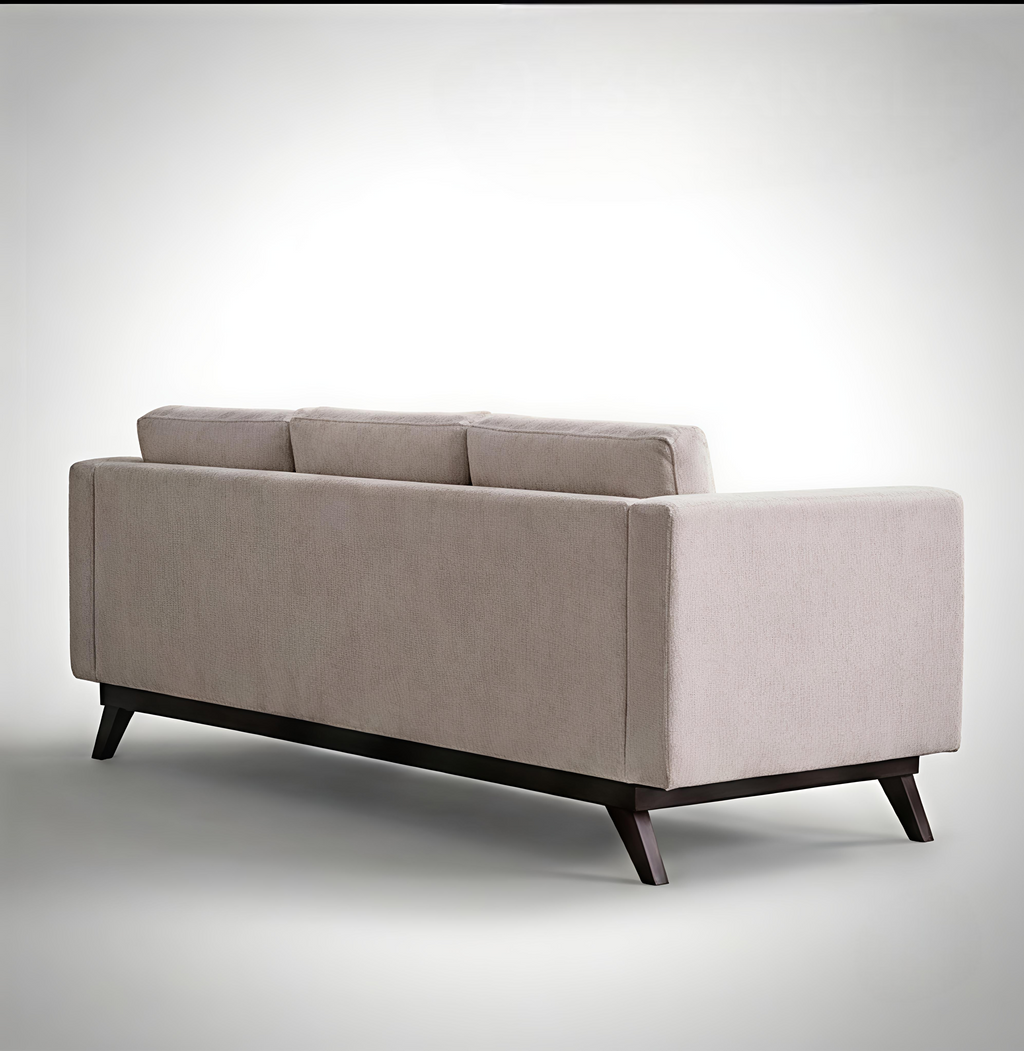 Mid-Century Cotton Sofa With Solid Wood Frame