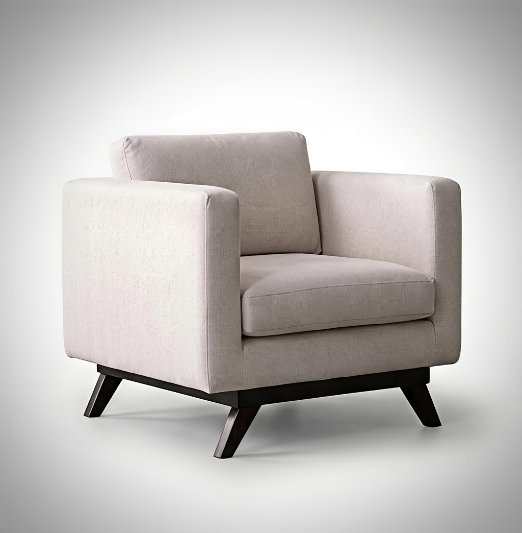 Mid-Century Cotton Sofa With Solid Wood Frame