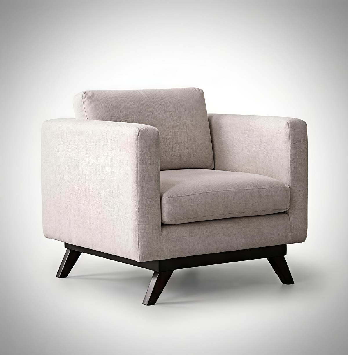 Mid-Century Cotton Sofa With Solid Wood Frame