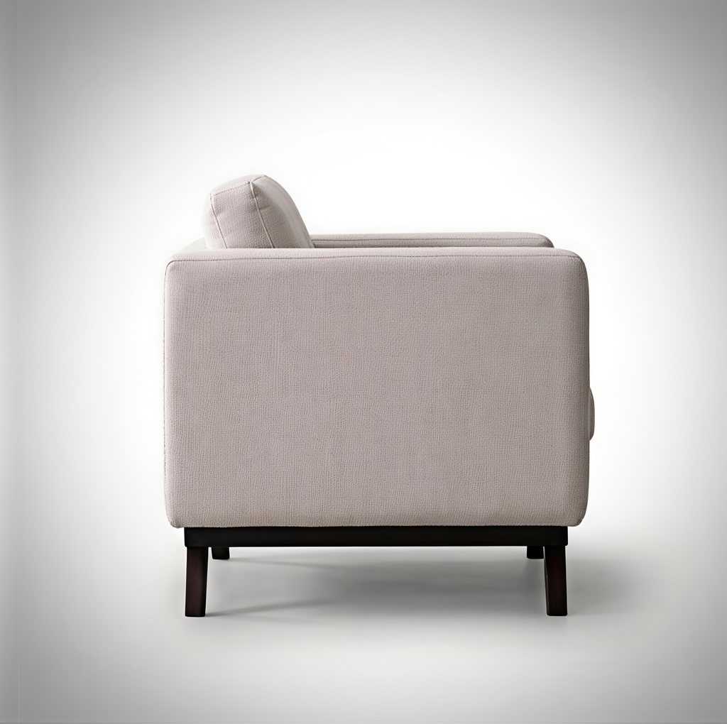 Mid-Century Cotton Sofa With Solid Wood Frame