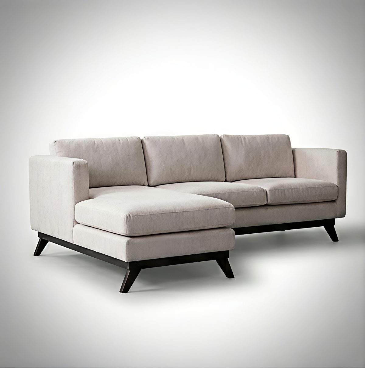 Mid-Century Cotton Sofa With Solid Wood Frame