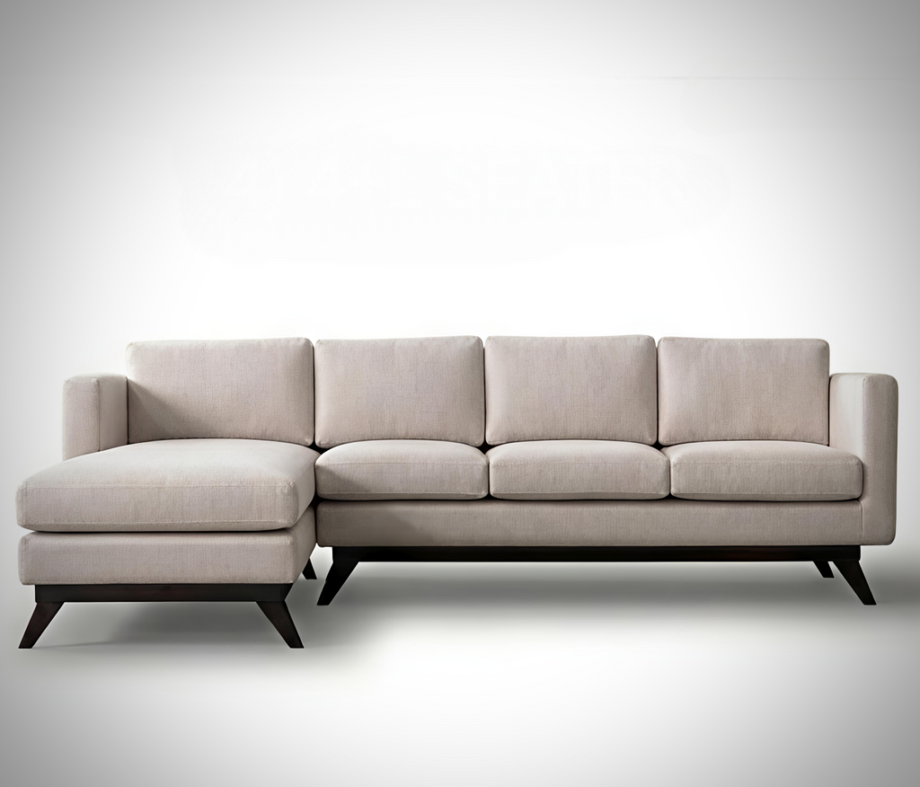 Mid-Century Cotton Sofa With Solid Wood Frame