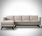 Mid-Century Cotton Sofa With Solid Wood Frame