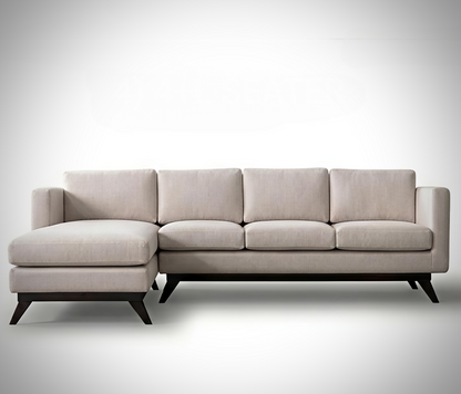 Mid-Century Cotton Sofa With Solid Wood Frame