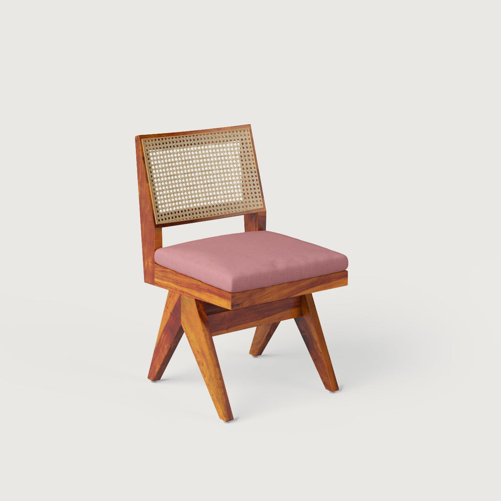 Jean Upholstered Chair in Honey Sheesham and Indian Red