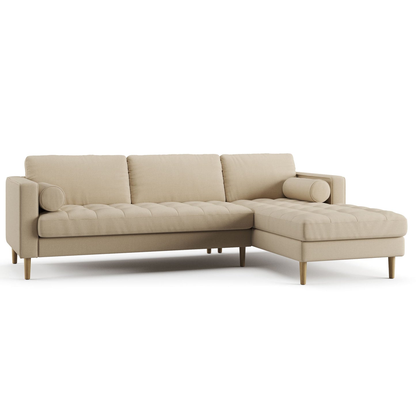 Palo Sofa T | L-Shaped Right Sectional with Chaise (8.25 feet length) | Tufted