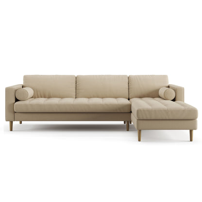 Palo Sofa T | L-Shaped Right Sectional with Chaise (8.25 feet length) | Tufted
