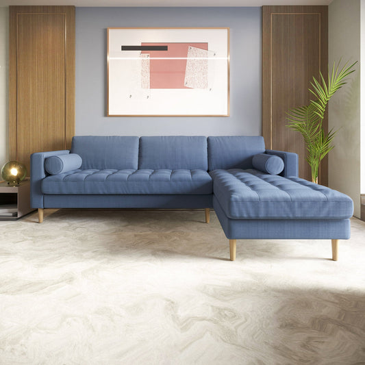 Palo Sofa T | L-Shaped Sectional with Chaise (8.25 feet length) | Tufted