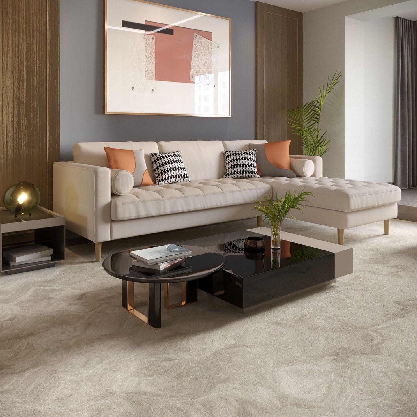 Palo Sofa T | L-Shaped Sectional with Chaise (8.25 feet length) | Tufted