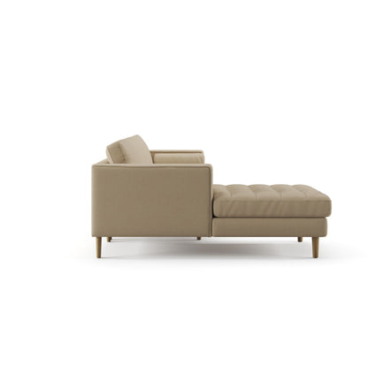 Palo Sofa T | L-Shaped Right Sectional with Chaise (8.25 feet length) | Tufted