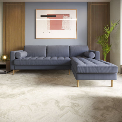 Palo Sofa T | L-Shaped Right Sectional with Chaise (8.25 feet length) | Tufted