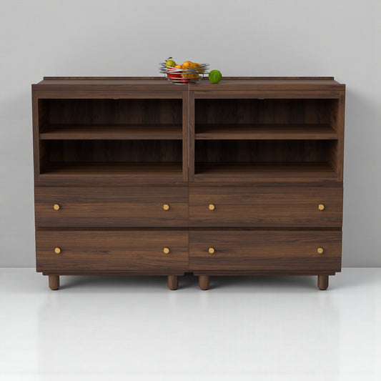 Stava Modular Credenza System | Solid Walnut/Teak/Oak Wood (4x2) | 5.5 Feet Length