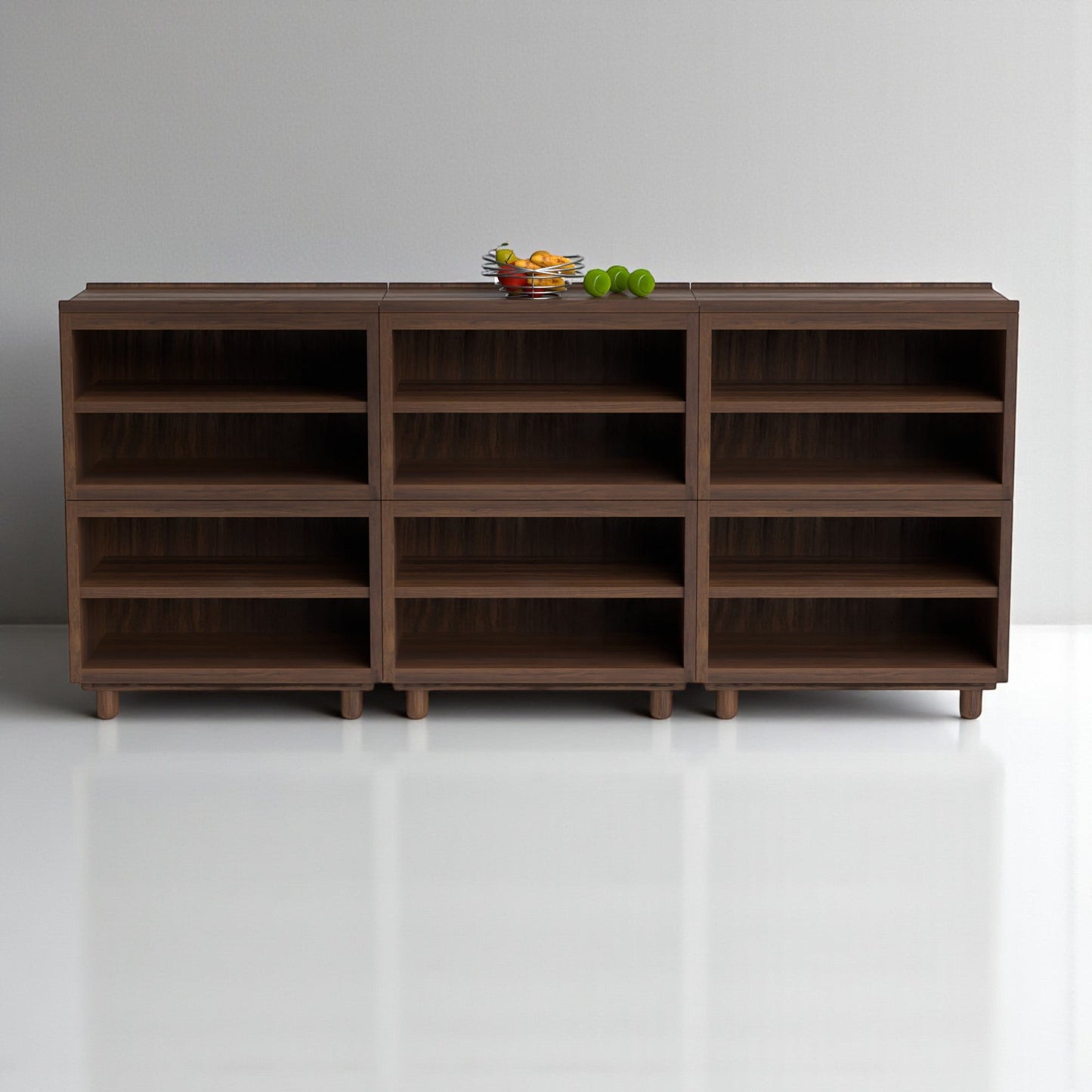 Stava Modular Shelving System | Solid Walnut/Teak/Oak Wood (4x3) | 8 Feet Length