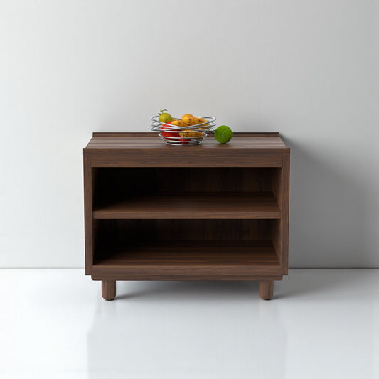 Stava Bedside Table | Solid Walnut/Teak/Oak Wood (Open) | 3 Feet Length
