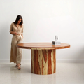 Luis Luxury Dining Table - Extra Large 150 cm Natural Sheesham Contemporary Style